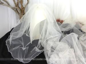 Ancien grand voile de mariée tulle et perles