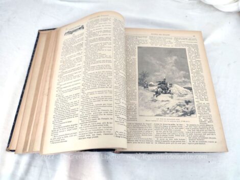 Ancien grand livre "Le Journal des Voyages et les Aventures de Terre et de Mer" pour la période de juin 1899 à mai 1900. Pour revivre les voyages comme au XIX° !