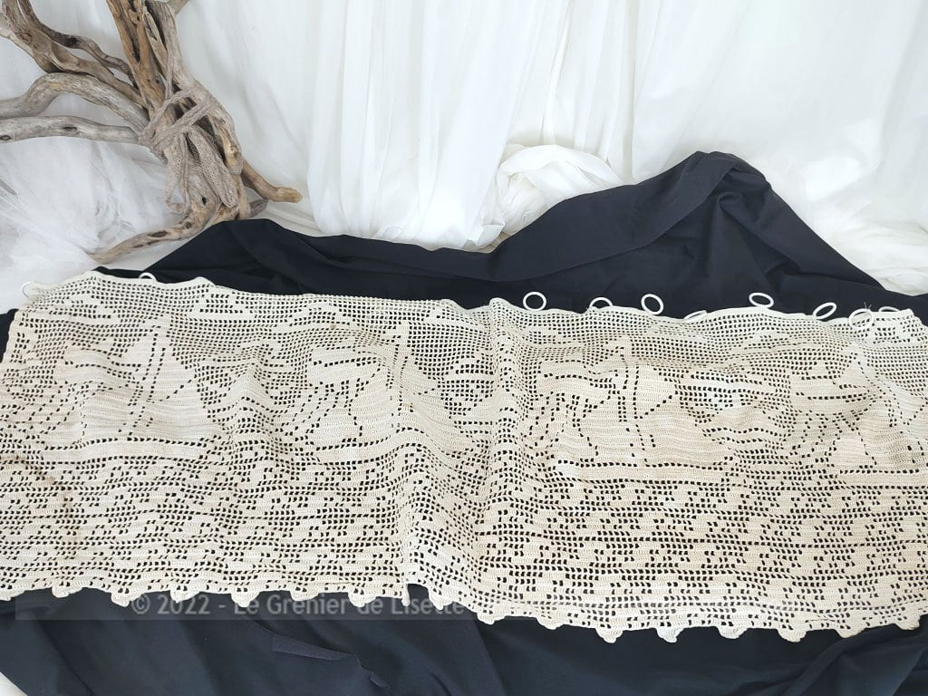 Ancien rideau crochet fait main dessin bateaux – Le Grenier de Lisette