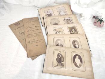 Voici un assortiment unique de documents datant du XIX° avec 2 actes notariés et 5 planches d'un ancien album photos pour une composition originale.