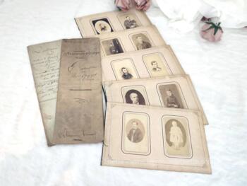 Voici un assortiment unique de documents datant du XIX° avec 2 actes notariés et 6 planches d'un ancien album photos pour une composition originale.