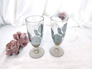 Duo flutes à champagne décors étain