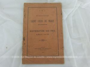 Brochure Distribution Prix Pensionnat Coeur de Marie Aout 1899
