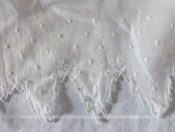 Voici un duo de coupons de 17 x 80 cm formant de larges rubans en coton décorés de pois brodés. Ils se terminent en guirlande de pointes aux pourtours brodés.