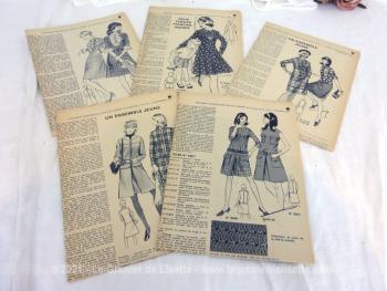 Voici un lot de 4 patrons de robes modèles années 60 (1967 et 1968), supplément hebdomadaire de la revue "Femmes d'Aujourd'hui". Vraiment vintage et totalement déjà dans la tendance seventeen ! Superbe....