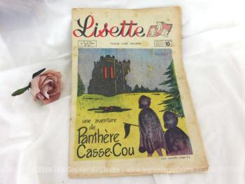 Ancienne revue Lisette du 21 aout 1949, numéro 34 de la 29eme année sur 16 pages portant le titre de "Une Aventure de Panthère Casse-Cou".