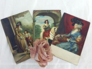 Trois anciennes cartes postales Stengel Co avec femmes tenue époque