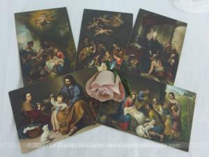 Cinq anciennes cartes postales Stengel and Co tableaux religieux