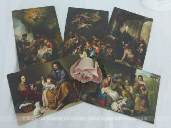 Cinq anciennes cartes postales réalisées par Stengel et Cie en Allemagne (Dresden) représentant des scènes religieuses  peintes à partir du XVI° par des peintres célèbres.