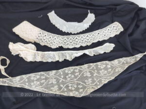 Lot de 4 cols anciens dentelle et broderies