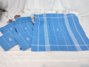 Lot 6 serviettes coton bleu de France avec monogramme G