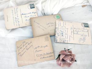 Lot 4 cartes postales portrait fillettes années 50