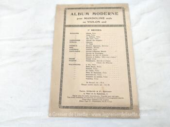 Ancienne partition "Danse Macabre" de Camille  St-Saens" pour violon seul ou mandoline seule, mouvement modéré pour valse . Editeurs A. Durand et Cie à Paris.