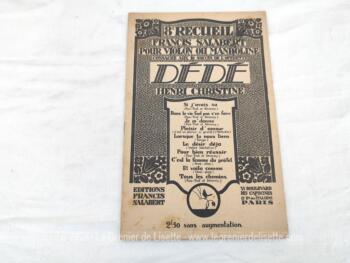 Datant du tout début des années 1920, voici un ancien livret recueil 10 partitions pour violon ou mandoline consacré aux 10 succès de l'Opérette Dédé de Henri Christine aux Editions Salabert.  Pour de la vraie musique rétro !