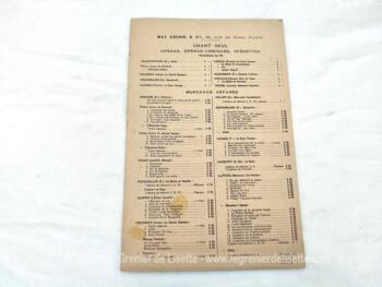 Ancienne partition extrait de "La Veuve Joyeuse" opérette en 3 actes de Meilhac, le n°9bis Septuor-Marche, pour une seule voix. Adaptation française de Gaston Caillavet et Robert de Flers, musique de Franz Lehar, Copyright de 1909. Editions Max Eschig et Cie.