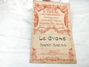 Ancienne partition « Le Cygne de St-Saens » pour violon ou mandoline