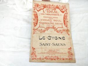 Ancienne partition “Le Cygne de St-Saens” pour violon ou mandoline