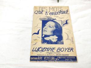 Ancienne partition « Des mots qui s’envolent » créée pour Lucienne Boyer