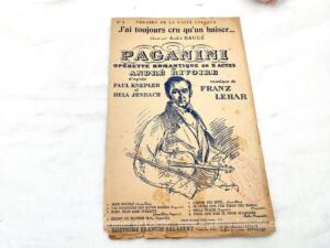 Ancienne partition “J’ai toujours cru qu’un baiser…” extrait opérette Paganini