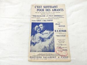 Ancienne partition « C’est suffisant pour des Amants » slow-fox chanté film