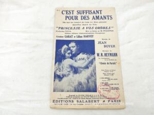 Ancienne partition “C’est suffisant pour des Amants” slow-fox chanté film