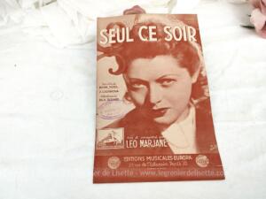 Ancienne partition « Seul ce Soir » de Léo Marjane