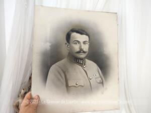 Ancienne grande photo portrait soldat uniforme