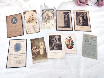 Voici un lot de 10 anciennes images pieuses années 10 et 20, données lors des communions avec des dessins de vie avec la Vierge Marie, Jésus ou pour certaines lors de décès avec photo des défunts et des petites prières religieuses .