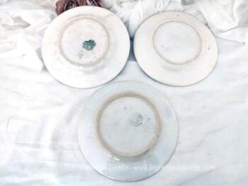 Voici un lot de trois petites assiettes Villeroy et Boch Mettlach aux décors de fleurs bleues. Datant du XIX°, elles portent les traces du temps passé mais que de charme et d'authenticité dans ces assiettes .