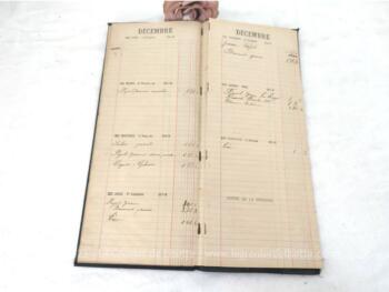 Voici un très ancien et grand agenda de bureau  utilisé par une boucherie de 14.5 x 34.5 x 1 cm pour l'année 1909 avec certaines pages annotées  à la main. UNIQUE !