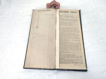 Voici un très ancien et grand agenda de bureau  utilisé par une boucherie de 14.5 x 34.5 x 1 cm pour l'année 1909 avec certaines pages annotées  à la main. UNIQUE !