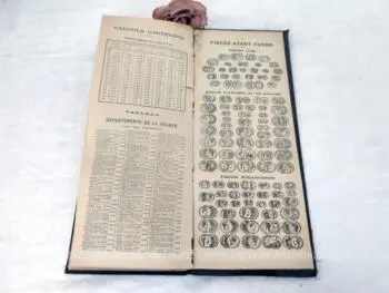 Voici un très ancien et grand agenda de bureau  utilisé par une boucherie de 14.5 x 34.5 x 1 cm pour l'année 1909 avec certaines pages annotées  à la main. UNIQUE !