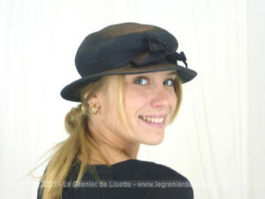 Beau chapeau sisal noir ruban et noeud