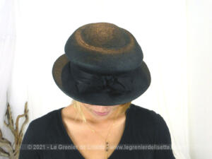 Beau chapeau sisal noir ruban et noeud