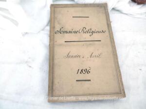 Reliure Semaine Religieuse Janvier à Avril 1896 Diocèse de Laval