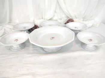 Original service dessert vintage avec plat et assiettes forme compotier – Image 2