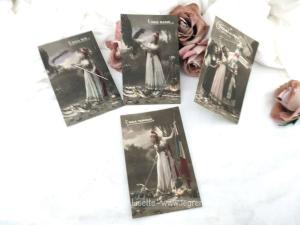 Lot 4 anciennes cartes postales femmes patriotes et l’Aigle