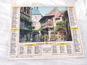 Almanach des PTT de la marque Lavigne pour l'année 1981 avec ses feuillets complémentaires.