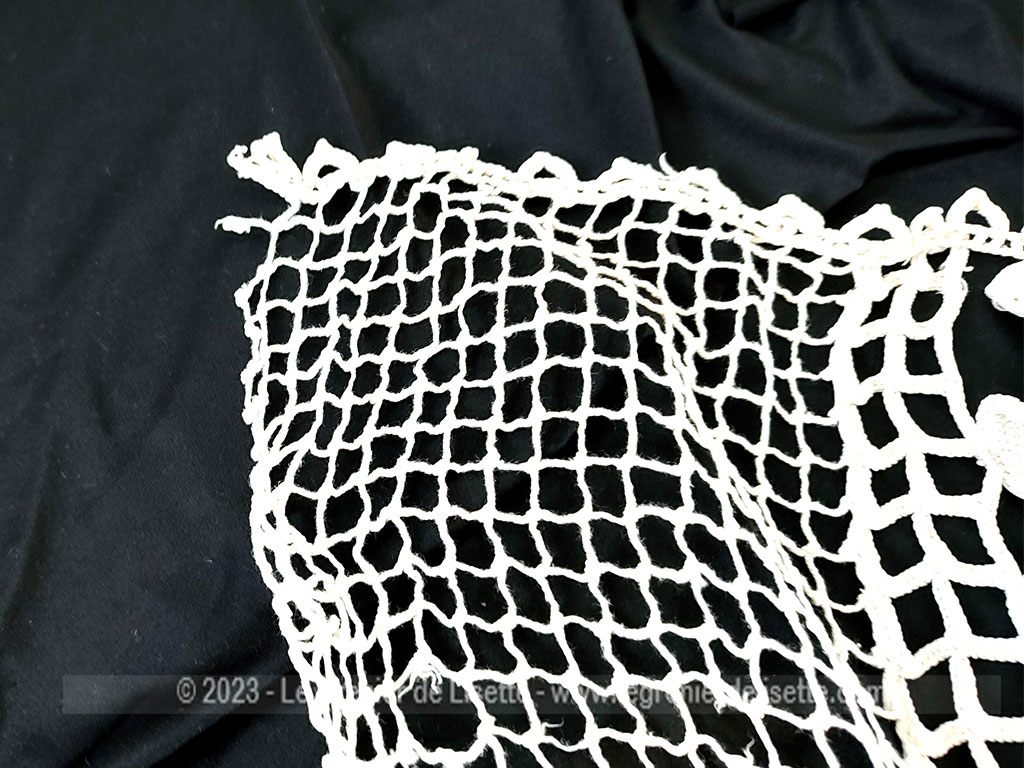 Rideau Crochet Main Artisanal Français Par S.RAISONNIER - Modèle FALBALA Blanc Coton - Fait Sur Mesure