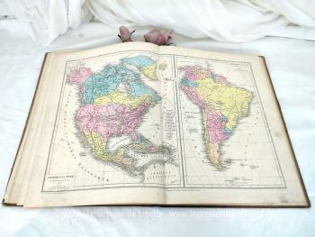 Rare, voici un ancien atlas scolaire c'est "Atlas de Géographie et Histoire" par Mm. Drioux ete Ch. Leroy pour une classe de Cinquième datant de de 1887, édité à Paris par Librairie Classique Eugène Belin avec 12 cartes dont certaines sur 2 pages.
