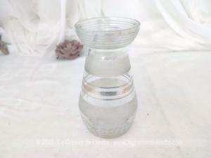 Ancien vase à bulbe verre granité blanc et liserés dorés
