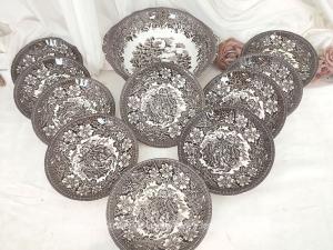 Service dessert saladier et assiettes porcelaine Staffordshire England