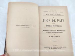 Ancien livre Le Juge de Paix et La Police Judiciaire de 1911