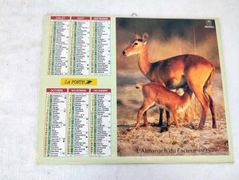 Voici un almanach des PTT pour l' année 1995 et ses 8 feuillets .