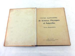 Livre Cours Rationnel Sciences Physique et Naturelles de 1923