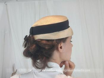 Ancien chapeau rétro avec ruban de la marque Made in France 
