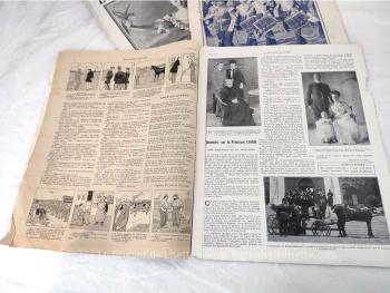 Voici un lot de 5 revues du "Dimanche Illustré" datant du 31 juillet 1910, 2 et 9 juillet 1911, 29 octobre 1911 et 14 décembre 1913, avec photos d’événement géo-politique d'époque ainsi que la mode avec patrons et dessins de cette période.
