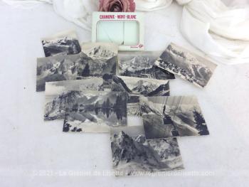 Petit recueil de 10 photos anciennes en noir et blanc sur papier photo glacé de la ville de Chamonix Mont Blanc, par Les Cartes Postales Cap à Paris.