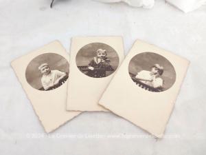 Lot 3 belles photos anciennes enfants carte postale