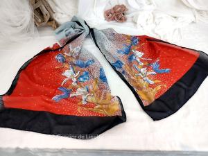 Original foulard écharpe étole Iris Bleus Gim Renoir